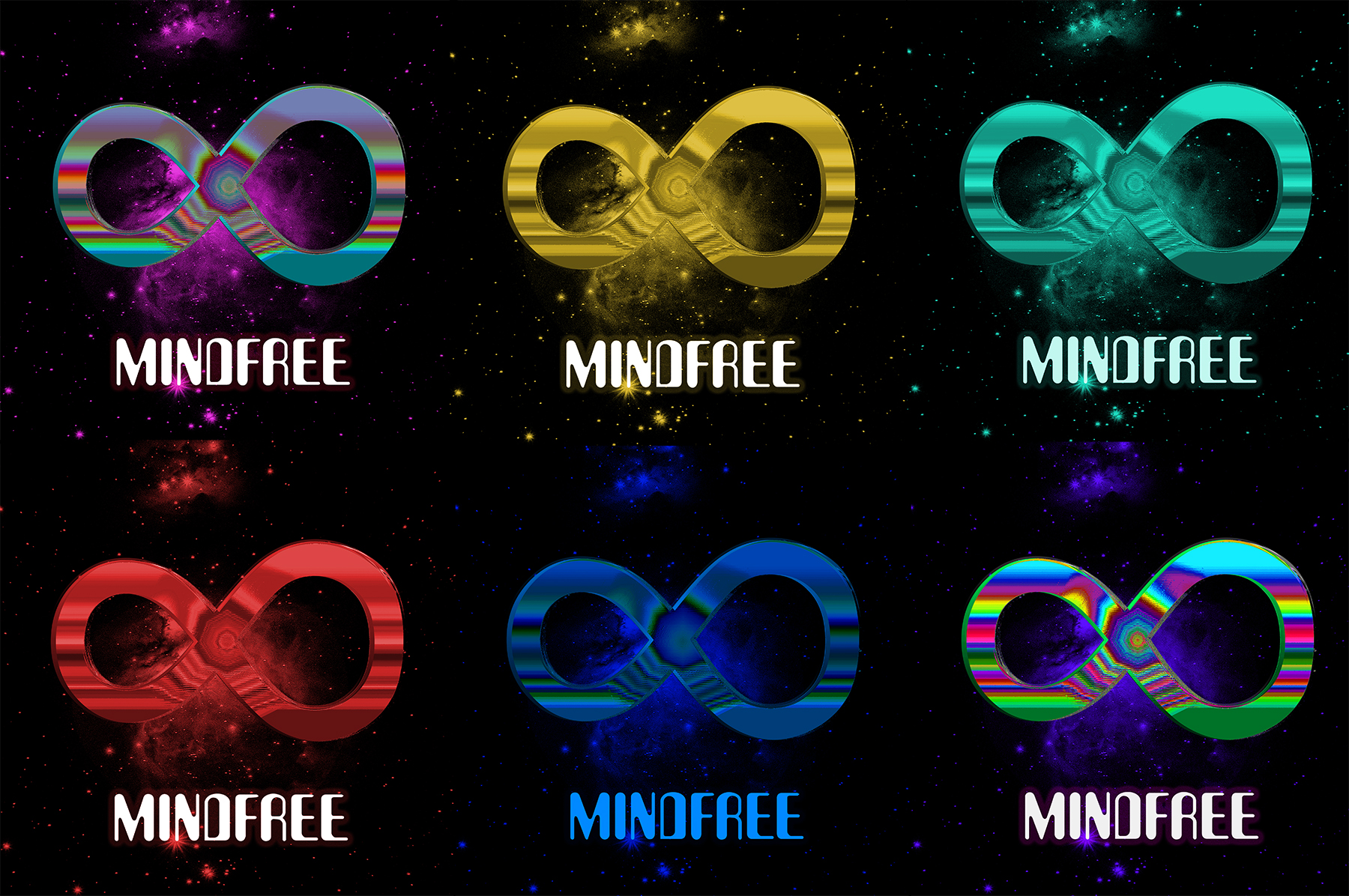 MIndFree multicolor header with infinity logo